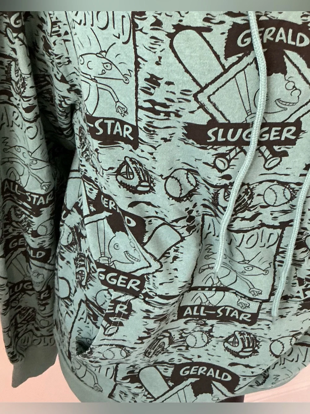 NWT Nickelodeon Teal Gerald Slugger Crewneck Hoodie Size Medium